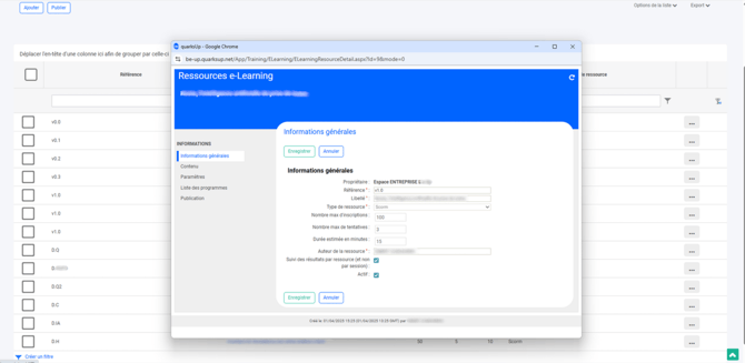 Modification des informations
