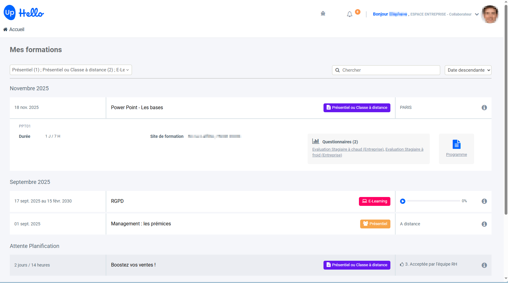 Comment accéder à mes formations dans quarksUp